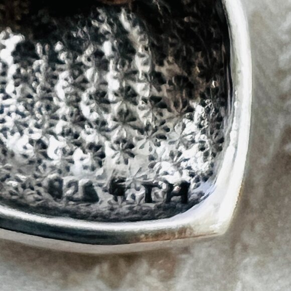 Sterling Silver 925 Abalone & Marcasite Pierced Earrings Signed KTH, 7.6 grams - Picture 8 of 9